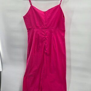 Lush Hot Pink/Fushia Slit Bow Adjustable Straps Cotton Maxi Dress Large